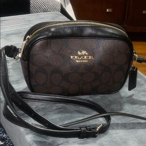 Coach Signature Brown and Black Crossbody Bag
